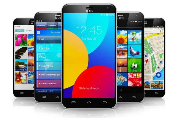 Collection of modern touchscreen smartphones